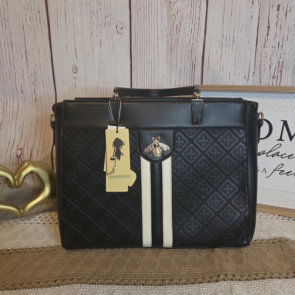 Black and White Queen Bee Fashion Bag